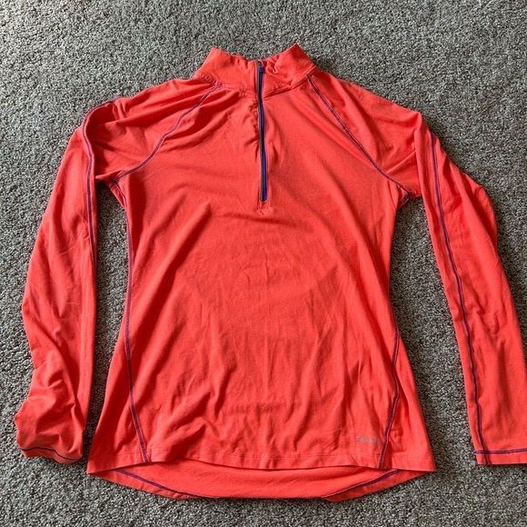 Hind 1/4 zip running/active lightweight pullover. Orange with purple accents. M - Picture 1 of 9